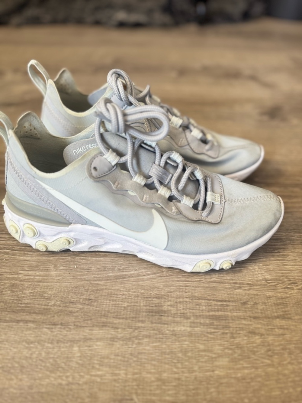Nike React Element 55 Light Grey and White Sneakers